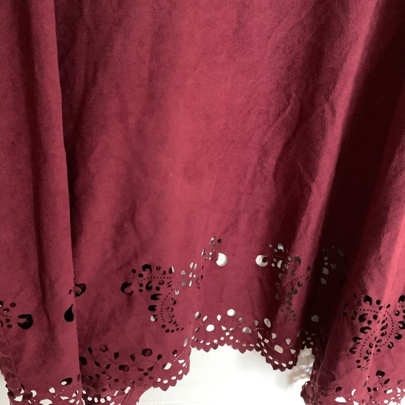 Women’s Burgundy Suede Cardigan - Picture 9 of 9